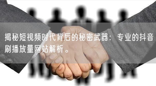 揭秘短视频时代背后的秘密武器：专业的抖音刷播放量网站解析。
